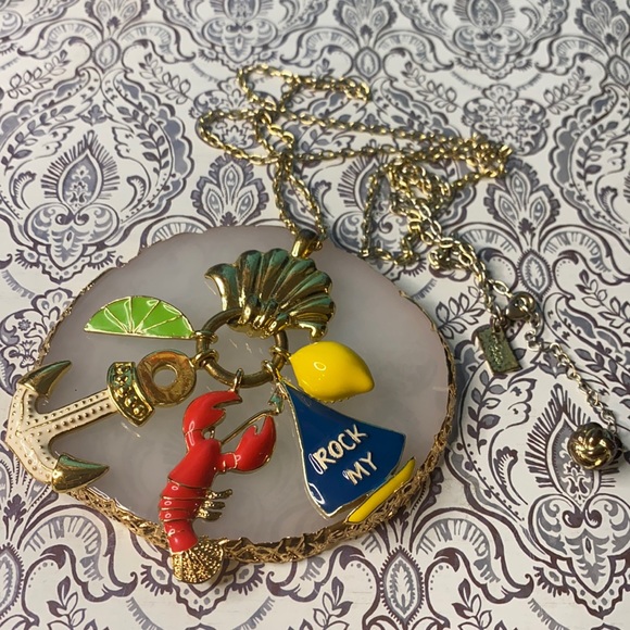 Vintage Lilly Pulitzer Rock My Boat Charm Necklace